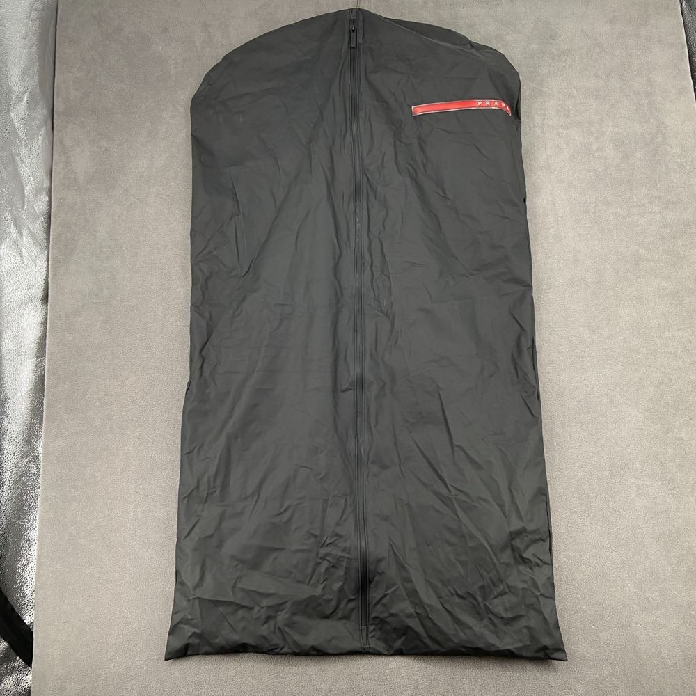 Prada Linea Rossa Black Classic Garment Suit Bag Sport Red Logo Authentic 47x24